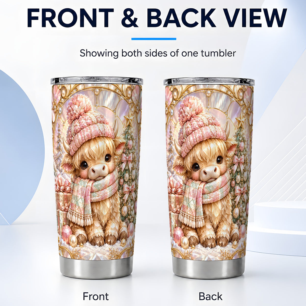 #pl[20oz|Steel] Highland Cow Tumbler 20oz, Christmas Tumbler, Stainless Steel Travel Cup