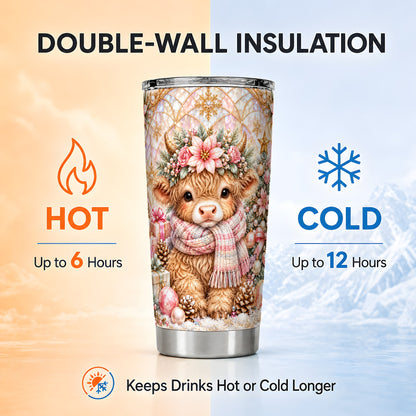 Highland Cow Tumbler 20oz, Christmas Tumbler, Stainless Steel Travel Cup