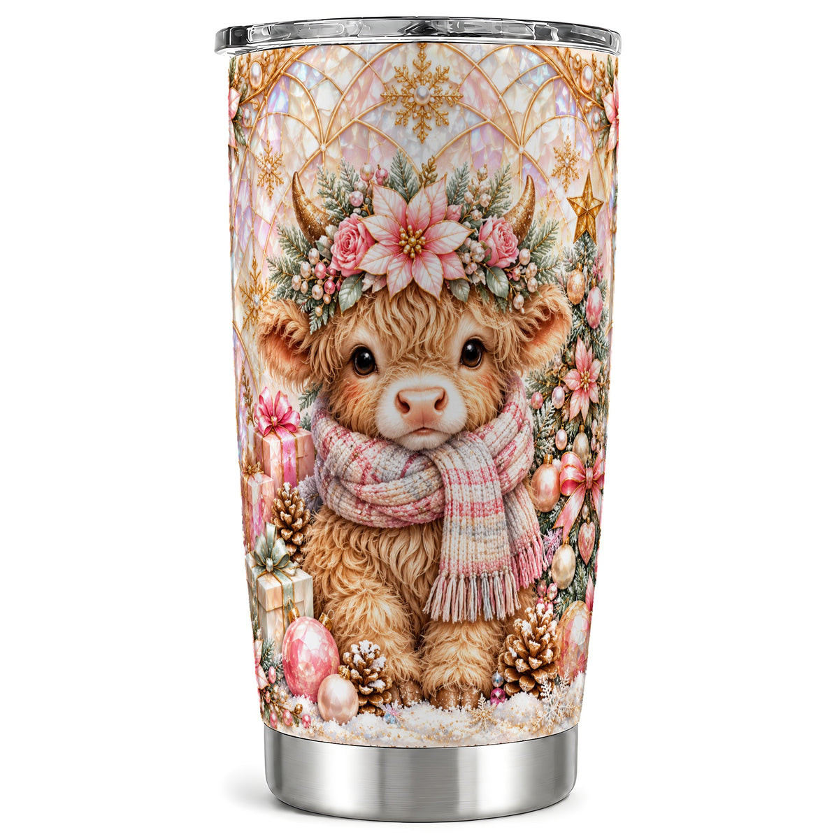 Highland Cow Tumbler 20oz, Christmas Tumbler, Stainless Steel Travel Cup