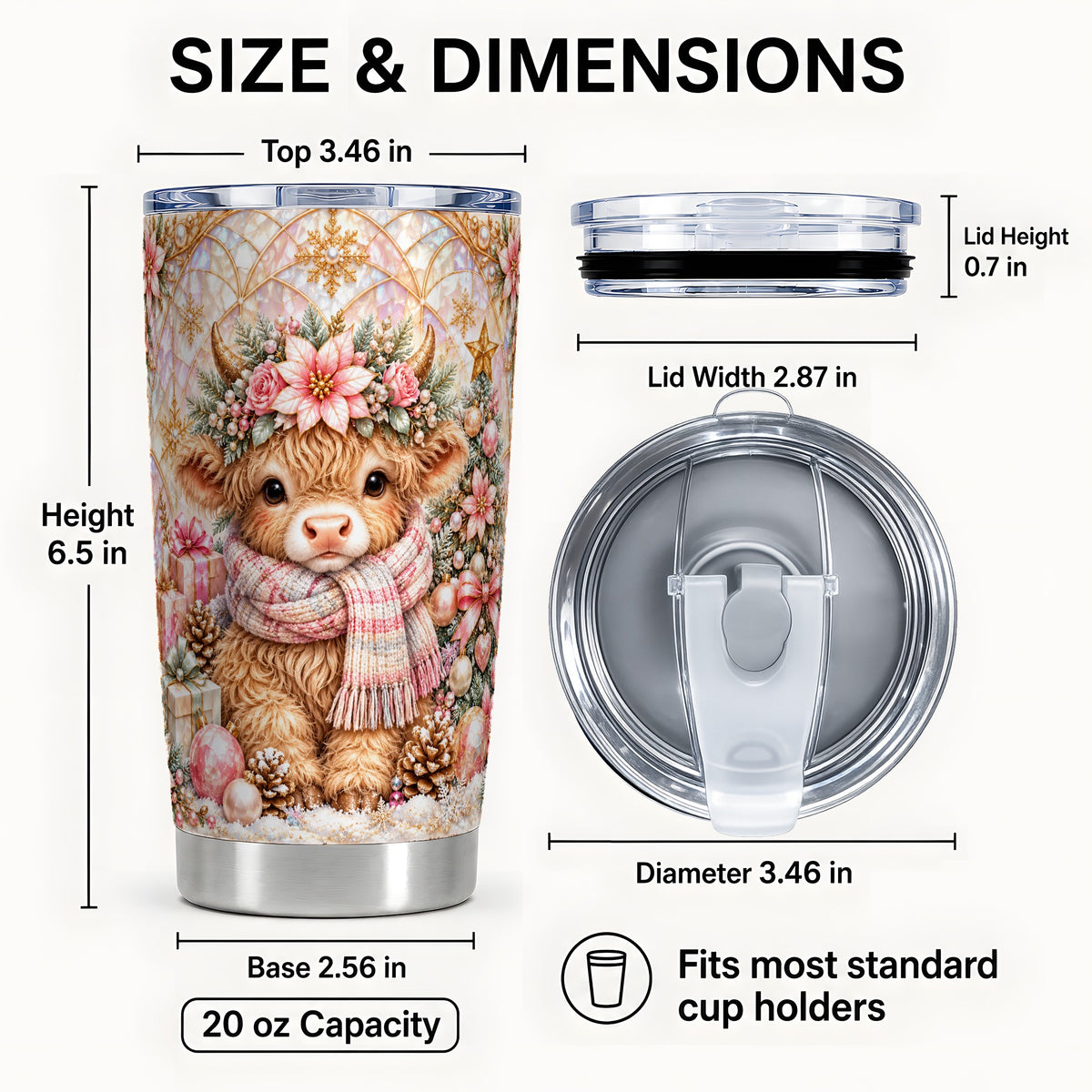 #pl[20oz|Steel] Highland Cow Tumbler 20oz, Christmas Tumbler, Stainless Steel Travel Cup