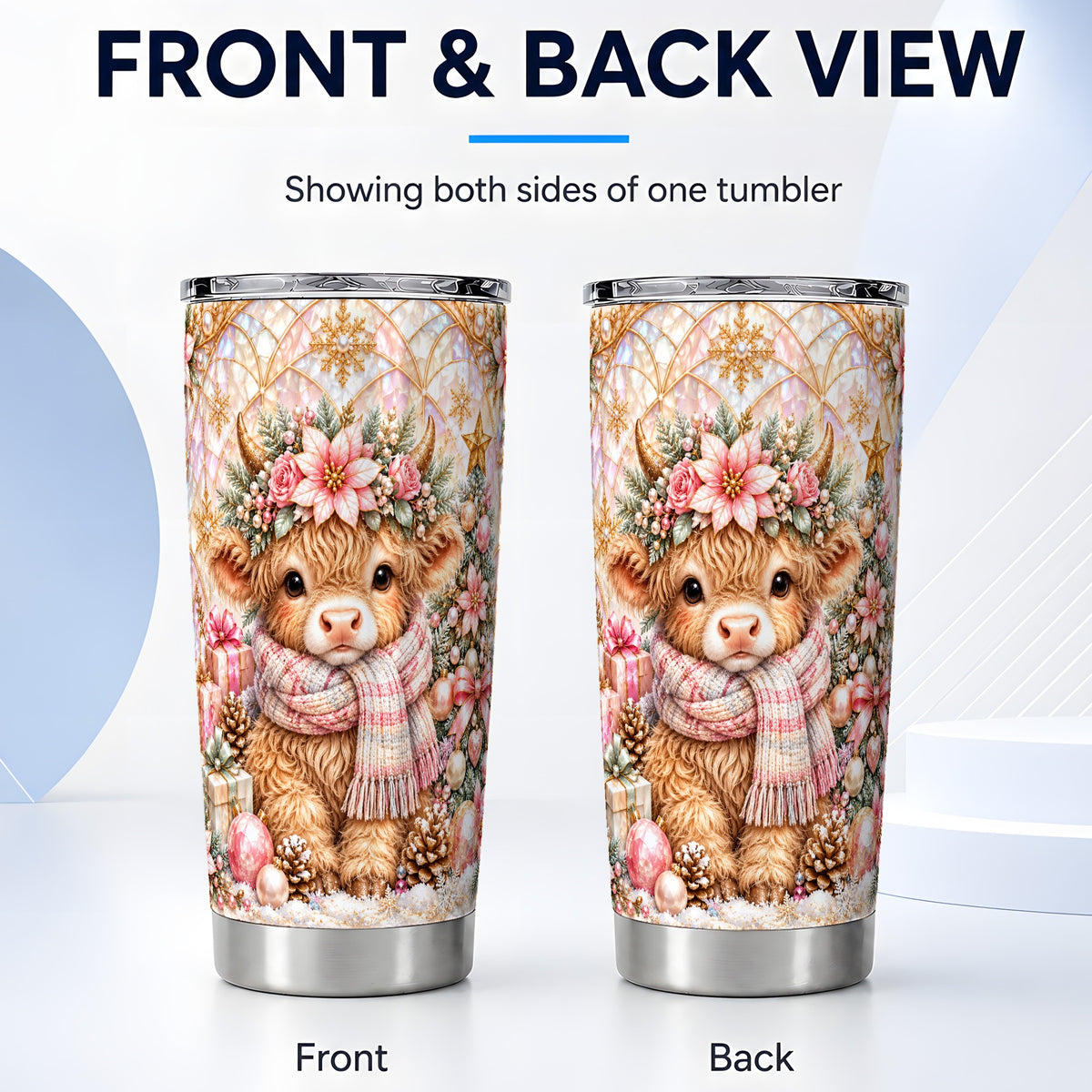 #pl[20oz|Steel] Highland Cow Tumbler 20oz, Christmas Tumbler, Stainless Steel Travel Cup