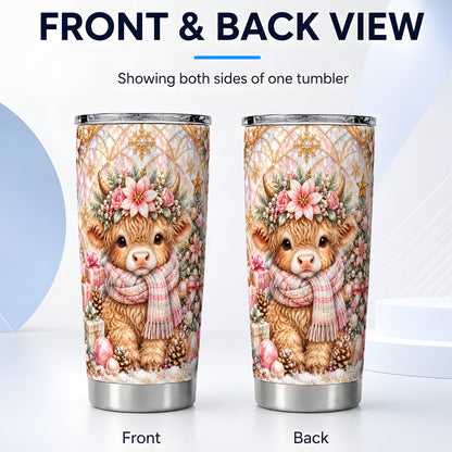 #pl[20oz|Steel] Highland Cow Tumbler 20oz, Christmas Tumbler, Stainless Steel Travel Cup