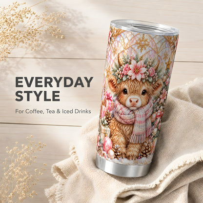 Highland Cow Tumbler 20oz, Christmas Tumbler, Stainless Steel Travel Cup