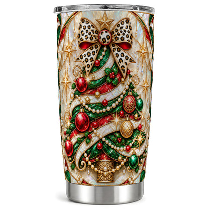 Tree Tumbler 20oz, Leopard Bow Tumbler, Stainless Steel Travel Cup