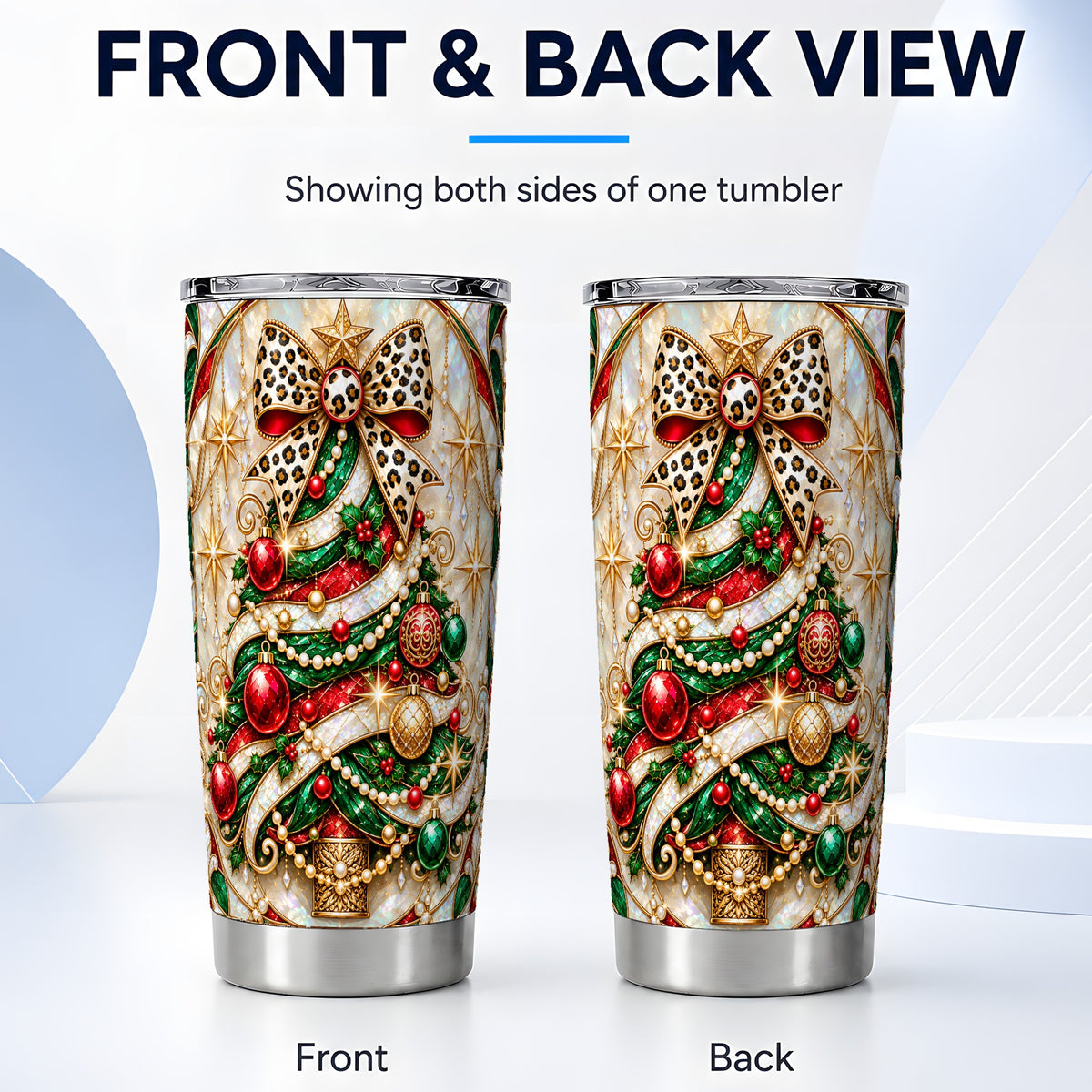 #pl[20oz|Steel] Tree Tumbler 20oz, Leopard Bow Tumbler, Stainless Steel Travel Cup