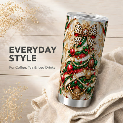 Tree Tumbler 20oz, Leopard Bow Tumbler, Stainless Steel Travel Cup