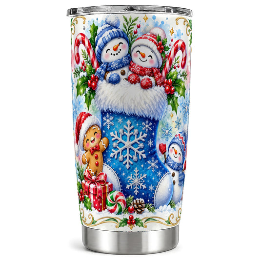 Snowman Tumbler 20oz, Christmas Tumbler, Stainless Steel Travel Cup