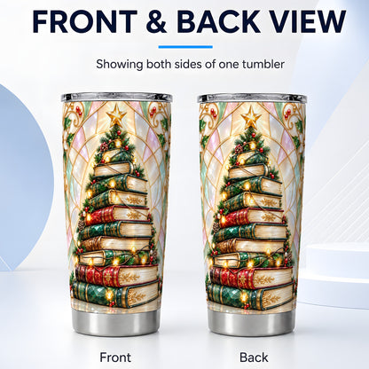 #pl[20oz|Steel] Book Tree Tumbler 20oz, Christmas Tumbler, Stainless Steel Travel Cup