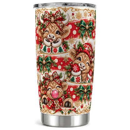 Highland Cow Tumbler 20oz, Christmas Tumbler, Stainless Steel Travel Cup