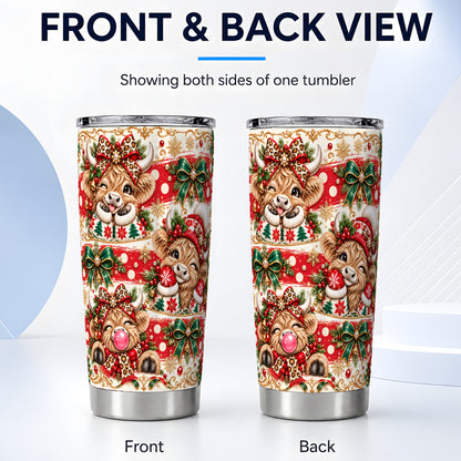 #pl[20oz|Steel] Highland Cow Tumbler 20oz, Christmas Tumbler, Stainless Steel Travel Cup