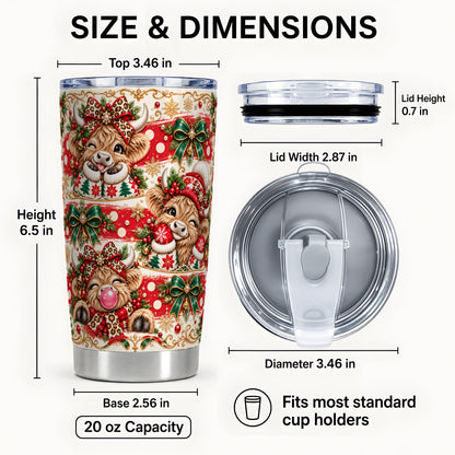 #pl[20oz|Steel] Highland Cow Tumbler 20oz, Christmas Tumbler, Stainless Steel Travel Cup