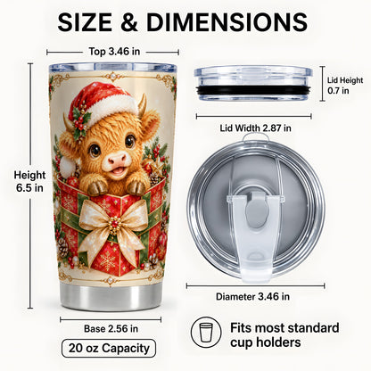 #pl[20oz|Steel] Christmas Cow Tumbler 20oz, Holiday Tumbler, Stainless Steel Travel Cup