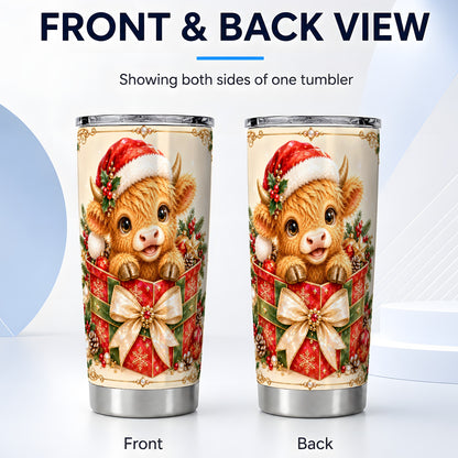#pl[20oz|Steel] Christmas Cow Tumbler 20oz, Holiday Tumbler, Stainless Steel Travel Cup