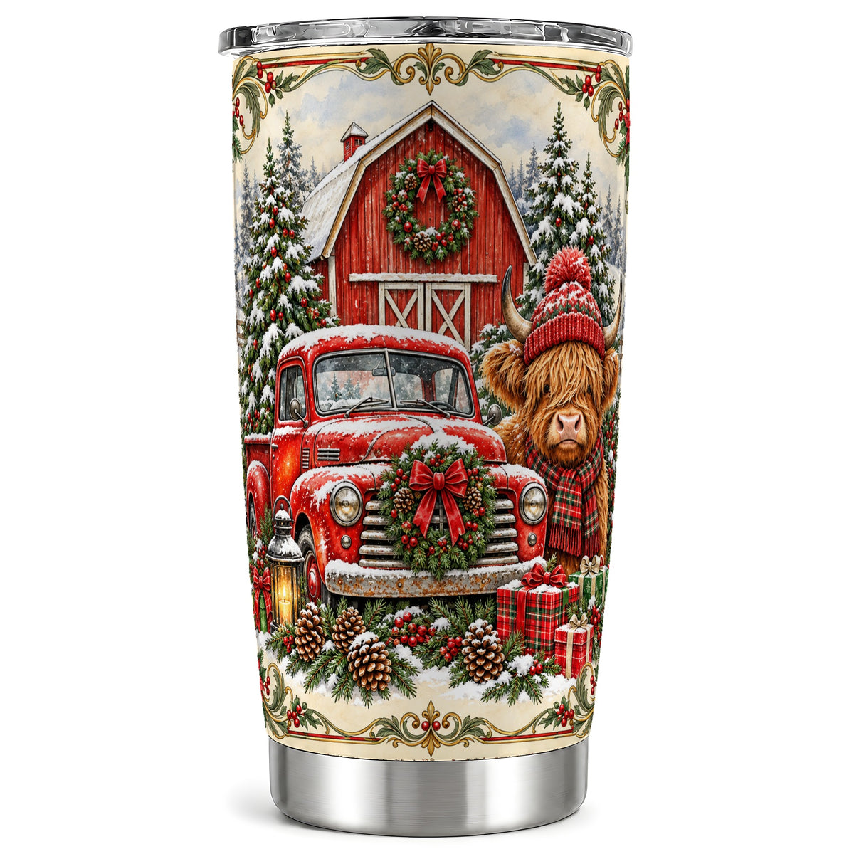 Highland Cow Tumbler 20oz, Christmas Tumbler, Stainless Steel Travel Cup