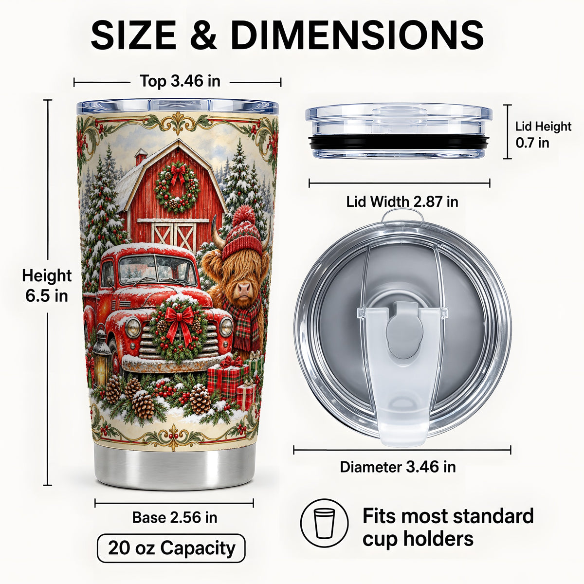 #pl[20oz|Steel] Highland Cow Tumbler 20oz, Christmas Tumbler, Stainless Steel Travel Cup