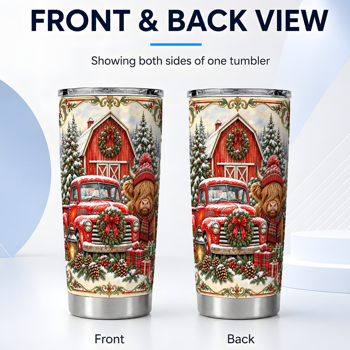 #pl[20oz|Steel] Highland Cow Tumbler 20oz, Christmas Tumbler, Stainless Steel Travel Cup