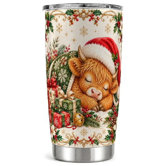 Sleeping Cow Tumbler 20oz, Christmas Tumbler, Stainless Steel Travel Cup