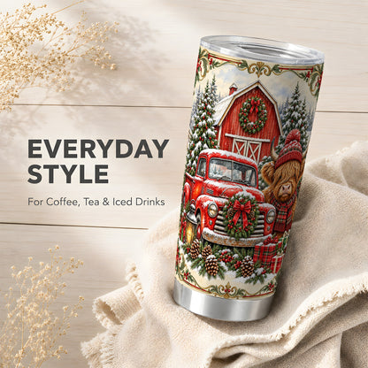 Highland Cow Tumbler 20oz, Christmas Tumbler, Stainless Steel Travel Cup