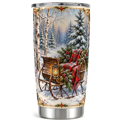 Christmas Sleigh Tumbler 20oz, Winter Tumbler, Stainless Steel Travel Cup