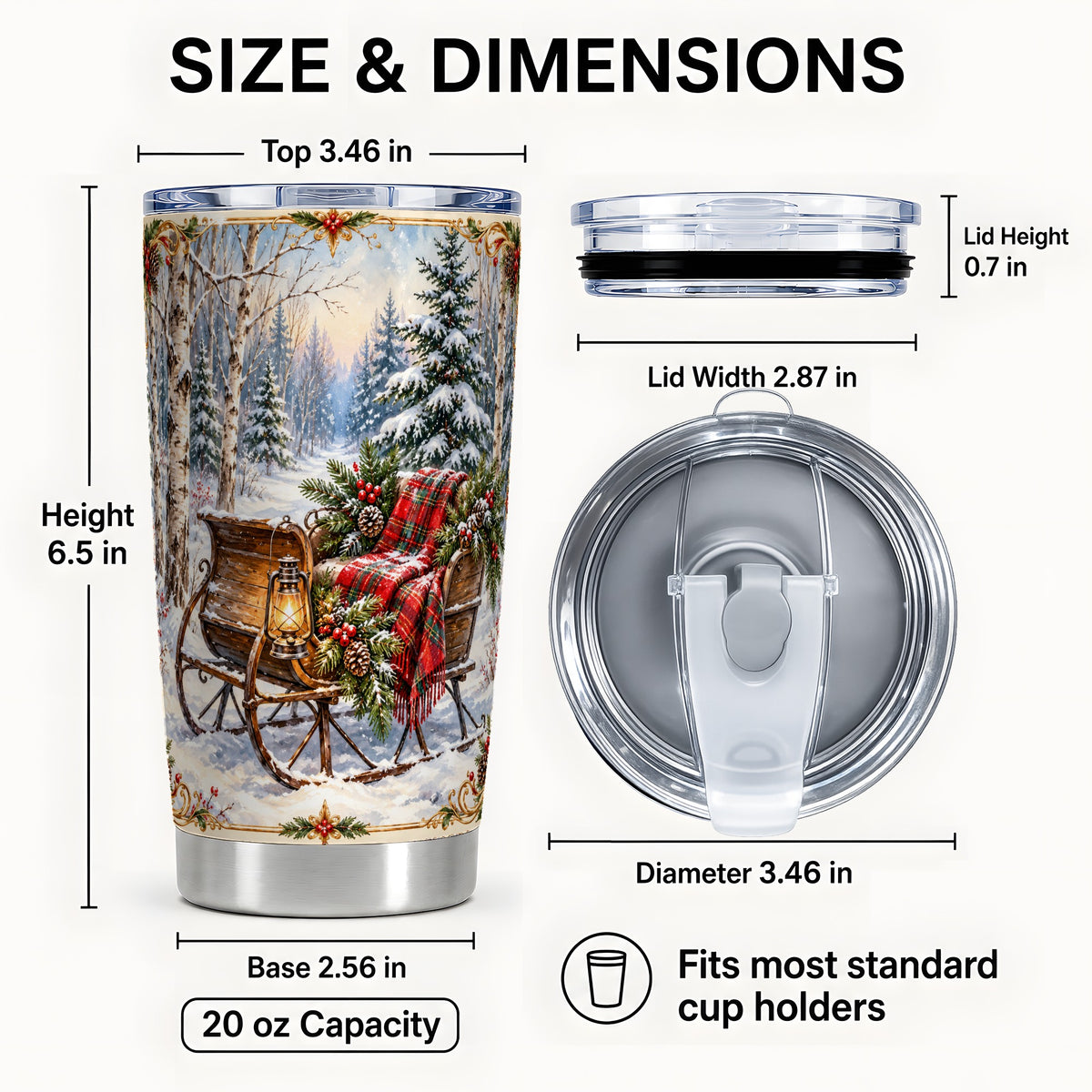 #pl[20oz|Steel] Christmas Sleigh Tumbler 20oz, Winter Tumbler, Stainless Steel Travel Cup