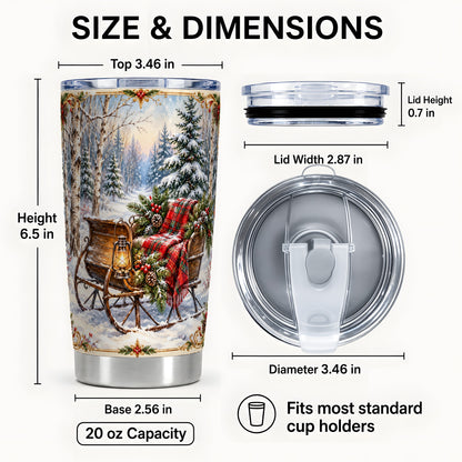 #pl[20oz|Steel] Christmas Sleigh Tumbler 20oz, Winter Tumbler, Stainless Steel Travel Cup