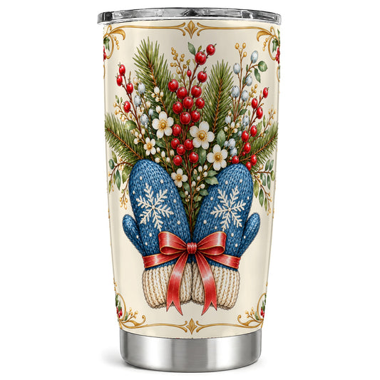 Winter Mittens Tumbler 20oz, Christmas Tumbler, Stainless Steel Travel Cup