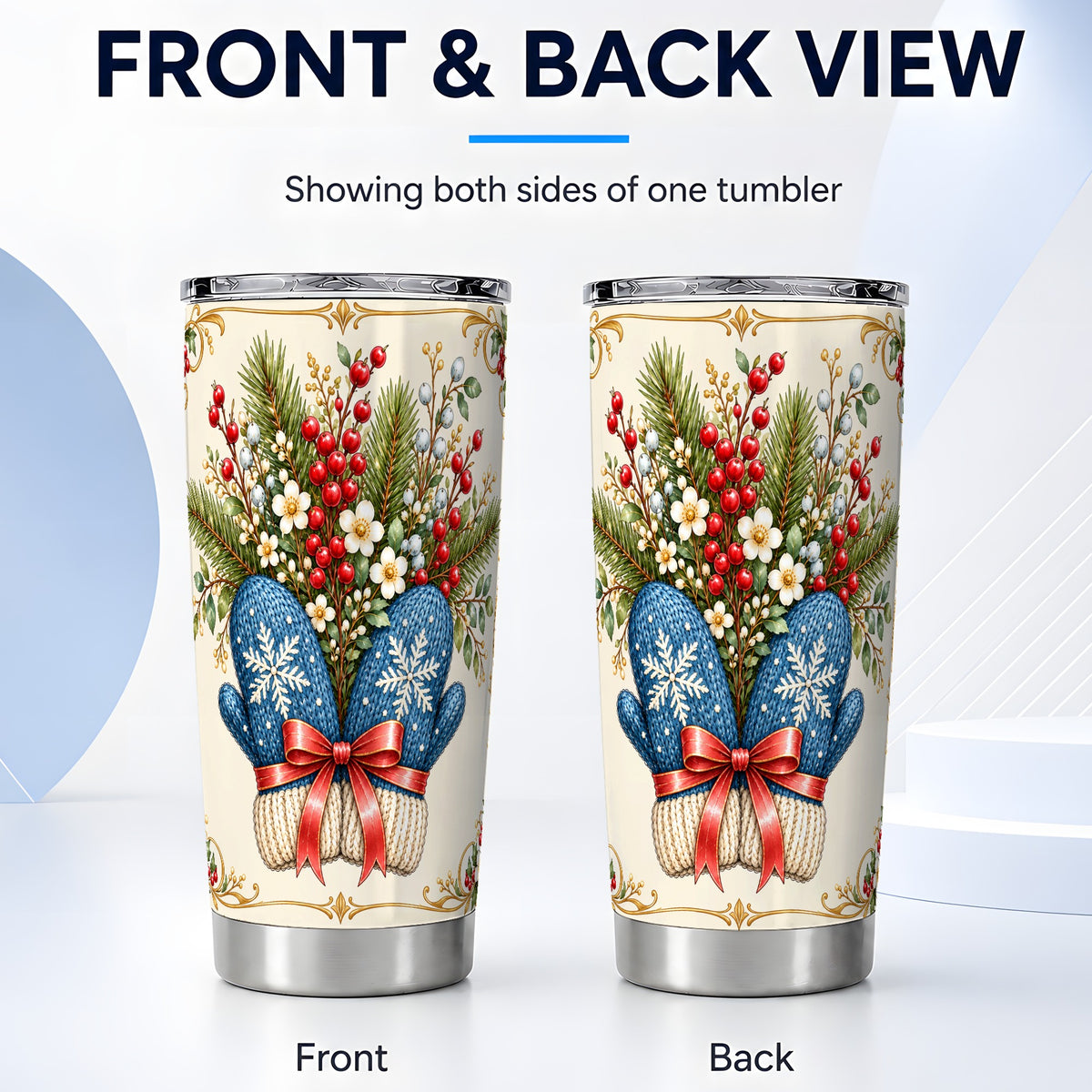 #pl[20oz|Steel] Winter Mittens Tumbler 20oz, Christmas Tumbler, Stainless Steel Travel Cup
