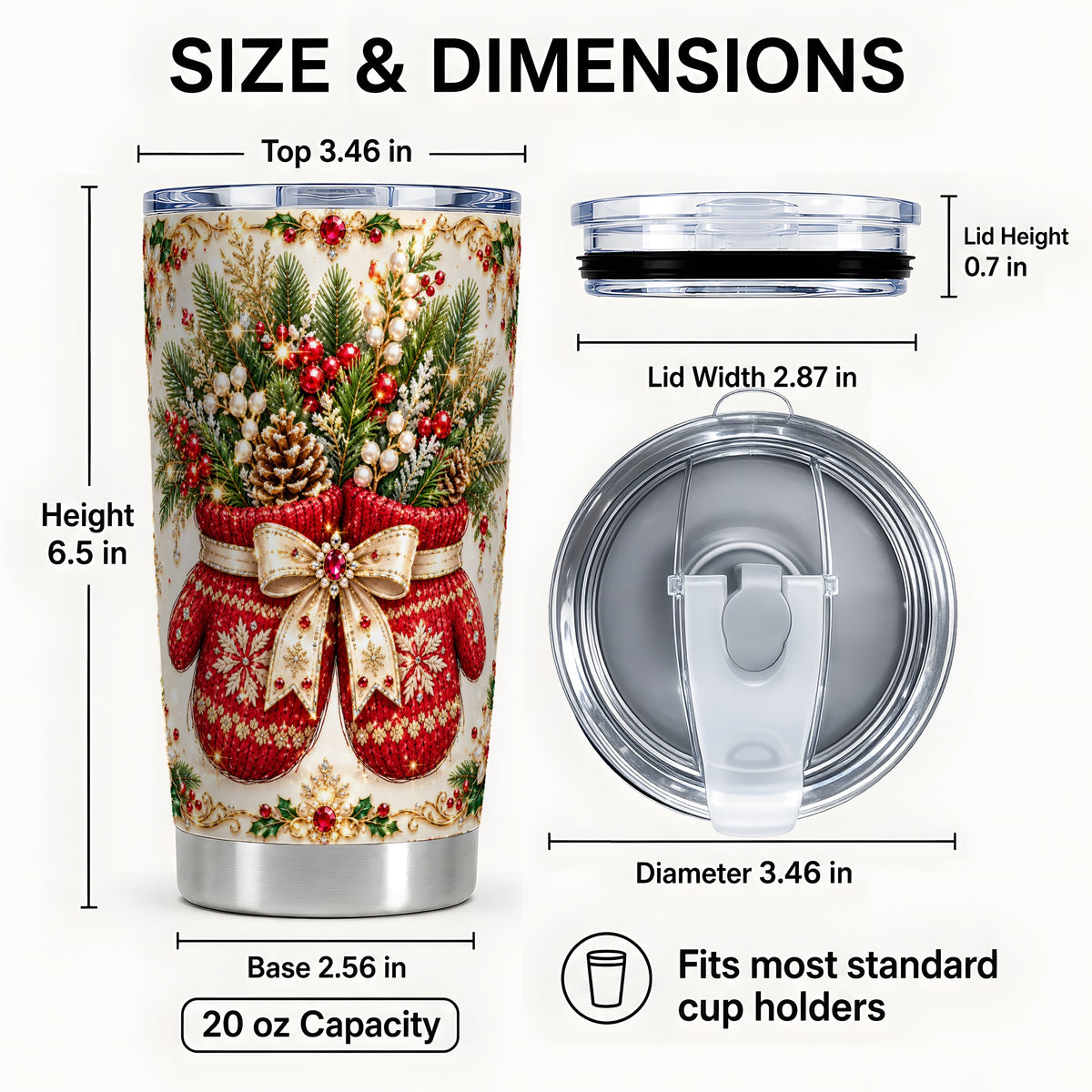 #pl[20oz|Steel] Christmas Mittens Tumbler 20oz, Holiday Tumbler, Stainless Steel Travel Cup