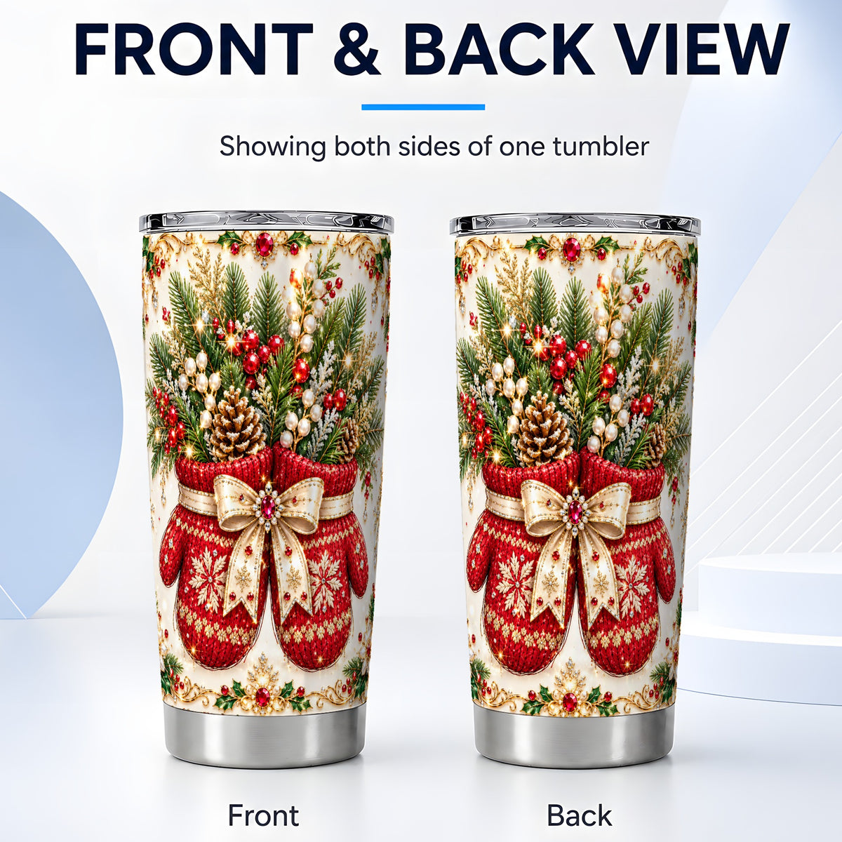 #pl[20oz|Steel] Christmas Mittens Tumbler 20oz, Holiday Tumbler, Stainless Steel Travel Cup