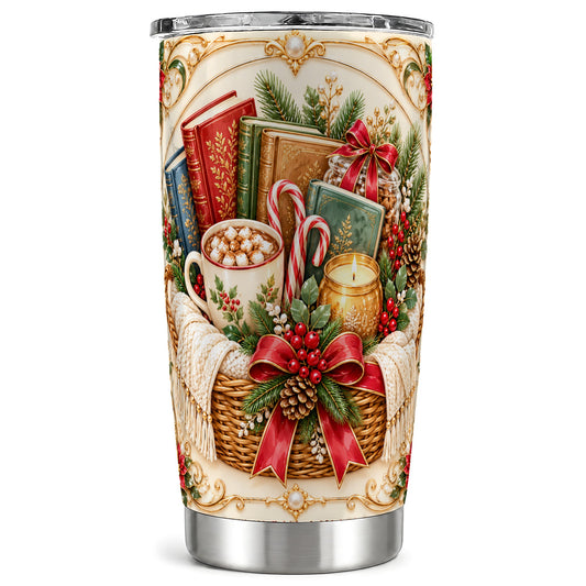 Reading Basket Tumbler 20oz, Holiday Tumbler, Stainless Steel Travel Cup