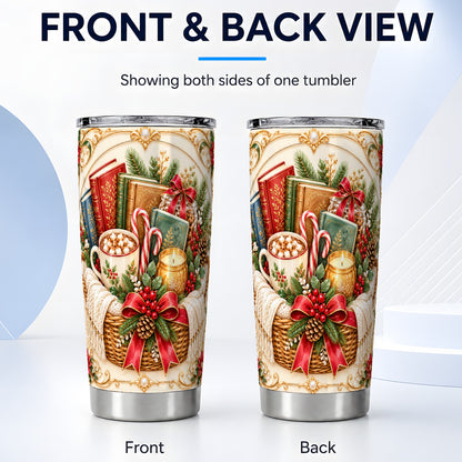 #pl[20oz|Steel] Reading Basket Tumbler 20oz, Holiday Tumbler, Stainless Steel Travel Cup
