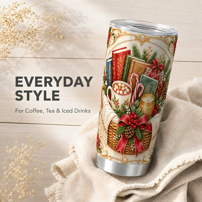 Reading Basket Tumbler 20oz, Holiday Tumbler, Stainless Steel Travel Cup