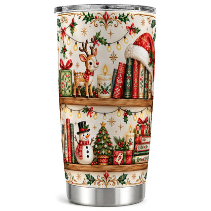 Christmas Books Tumbler 20oz, Winter Tumbler, Stainless Steel Travel Cup