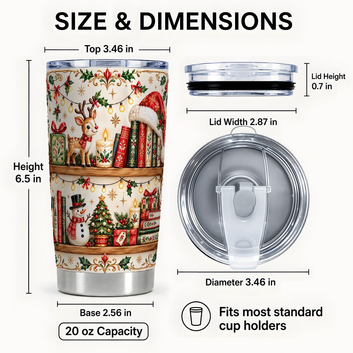 #pl[20oz|Steel] Christmas Books Tumbler 20oz, Winter Tumbler, Stainless Steel Travel Cup