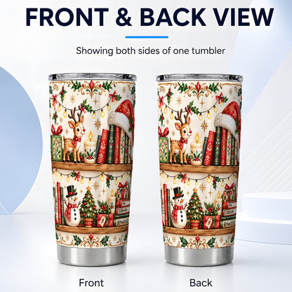 #pl[20oz|Steel] Christmas Books Tumbler 20oz, Winter Tumbler, Stainless Steel Travel Cup