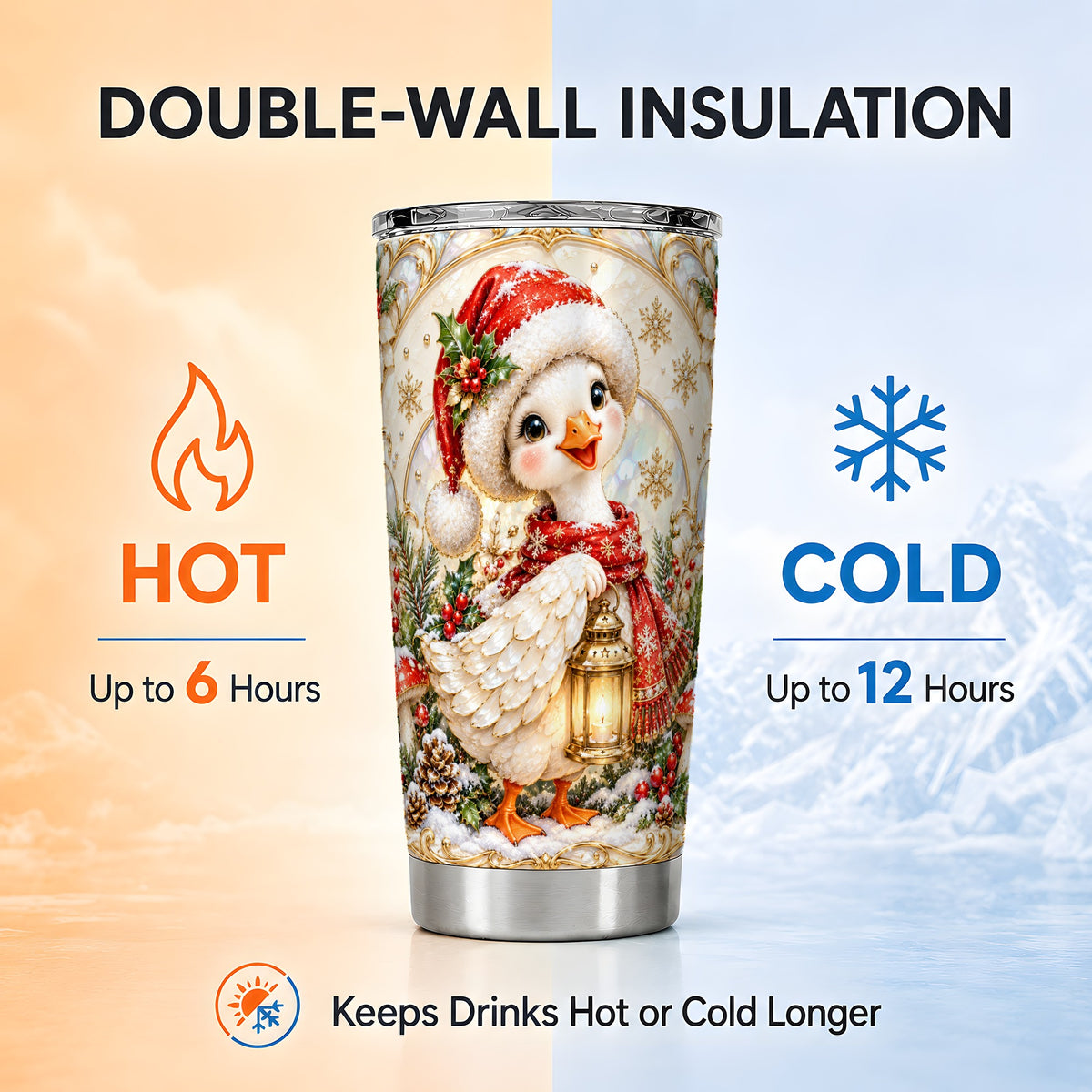 Goose Tumbler 20oz, Christmas Lantern Tumbler, Stainless Steel Travel Cup