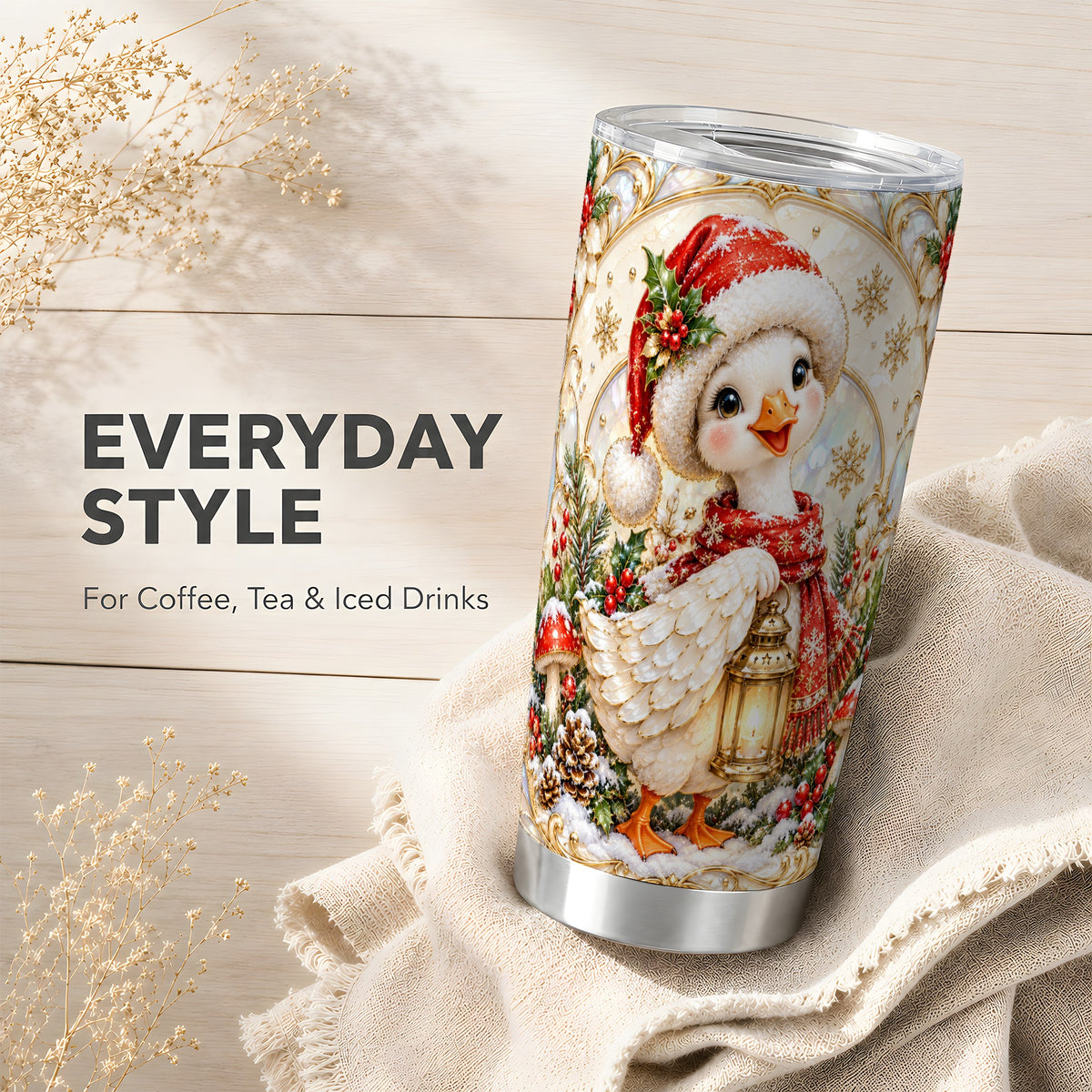 Goose Tumbler 20oz, Christmas Lantern Tumbler, Stainless Steel Travel Cup