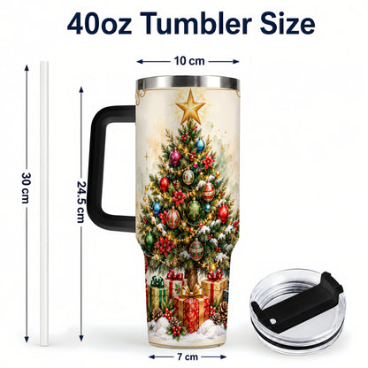 #pl[40oz|Black] Christmas Tree Tumbler 40oz, Holiday Tumbler, Stainless Steel Travel Cup