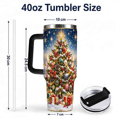 #pl[40oz|Black] Snowy Tree Tumbler 40oz, Winter Tumbler, Stainless Steel Travel Cup