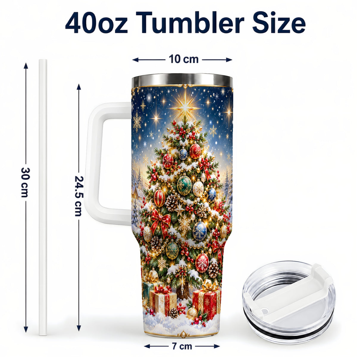 #pl[40oz|White] Snowy Tree Tumbler 40oz, Winter Tumbler, Stainless Steel Travel Cup