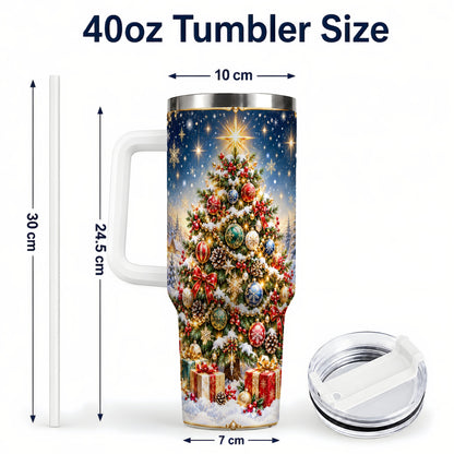 #pl[40oz|White] Snowy Tree Tumbler 40oz, Winter Tumbler, Stainless Steel Travel Cup