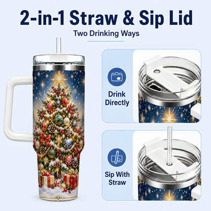 #pl[40oz|White] Snowy Tree Tumbler 40oz, Winter Tumbler, Stainless Steel Travel Cup