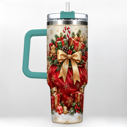 #pl[40oz|Green] Red Christmas Sack Tumbler 40oz, Holiday Stainless Steel Travel Cup