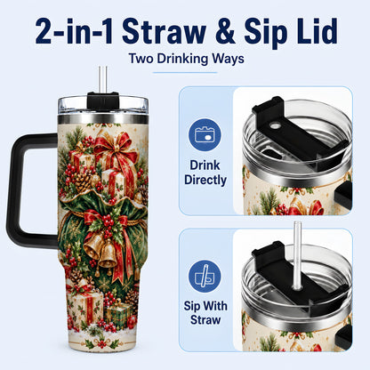 #pl[40oz|Black] Christmas Present Bag Tumbler 40oz, Holiday Stainless Steel Travel Cup