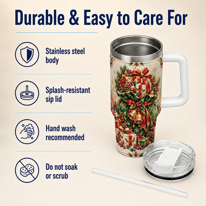 Christmas Present Bag Tumbler 40oz, Holiday Stainless Steel Travel Cup