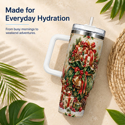 Christmas Present Bag Tumbler 40oz, Holiday Stainless Steel Travel Cup