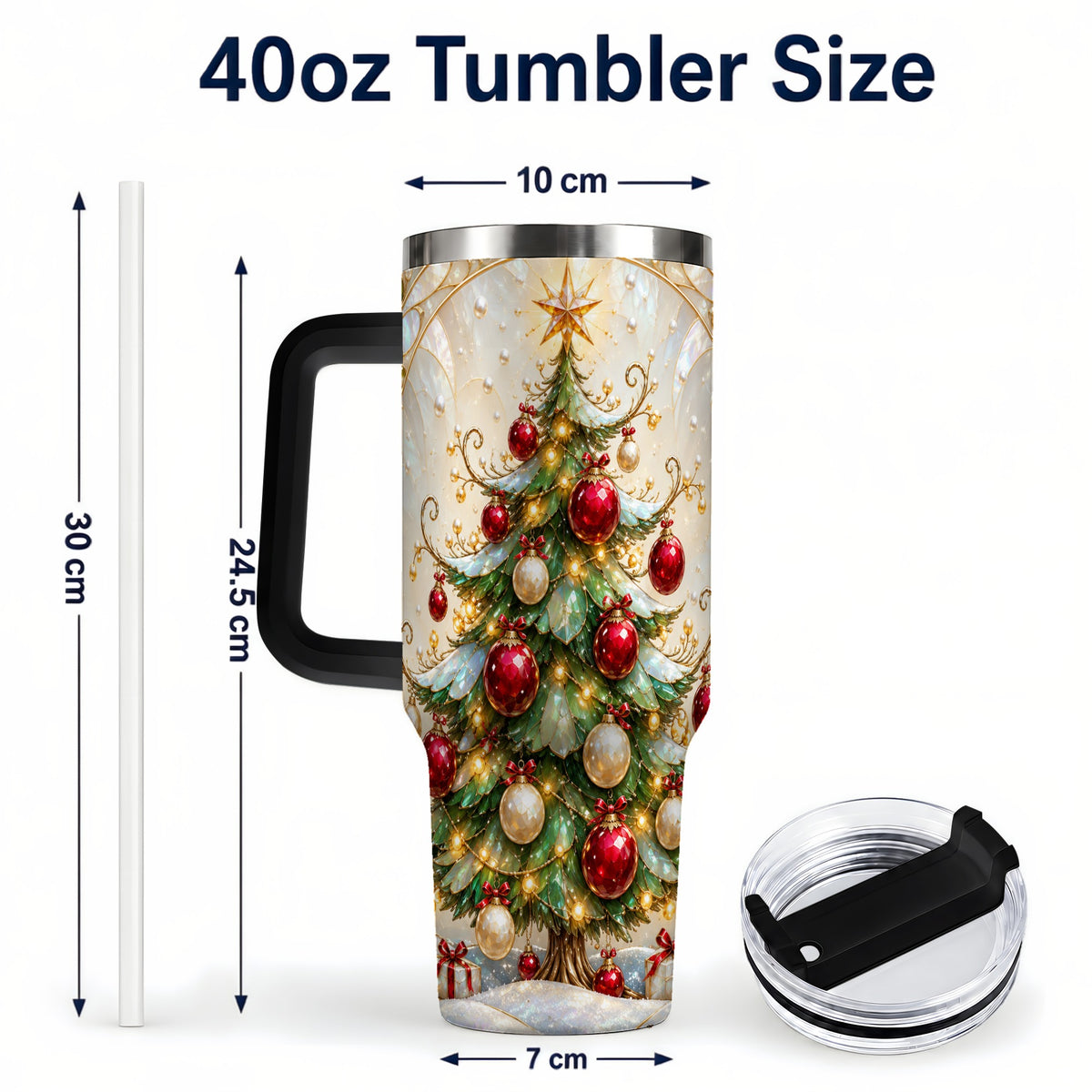 #pl[40oz|Black] Christmas Tree Tumbler 40oz, Ornament Stainless Steel Travel Cup