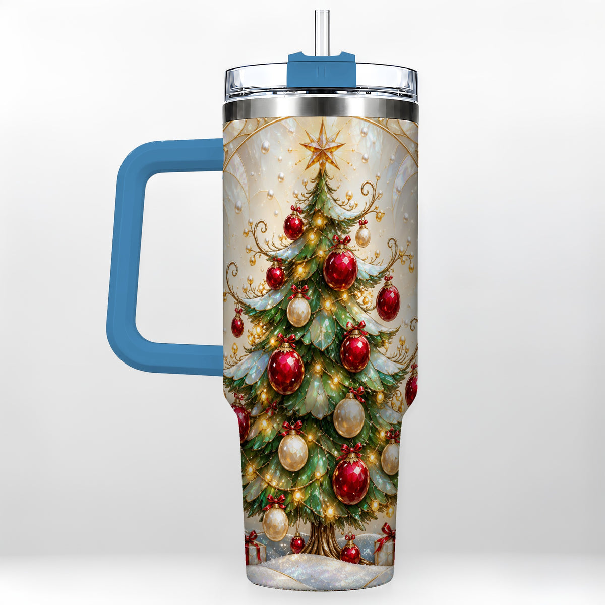 #pl[40oz|Blue] Christmas Tree Tumbler 40oz, Ornament Stainless Steel Travel Cup