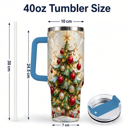 #pl[40oz|Blue] Christmas Tree Tumbler 40oz, Ornament Stainless Steel Travel Cup
