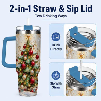 #pl[40oz|Blue] Christmas Tree Tumbler 40oz, Ornament Stainless Steel Travel Cup